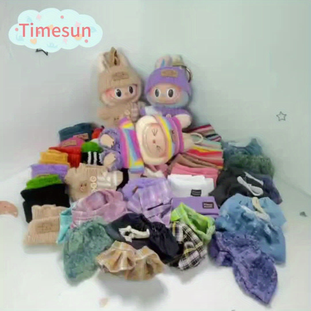6.69inch Doll Clothes For Labubu With 3 Outfits - Stylish Fisherman Hat & Sweaters & Pants Or Skirt Set For 6.69inch Dolls, Adorable Labubu Accessories For Play & Display (Not Included Shoes & Doll)
