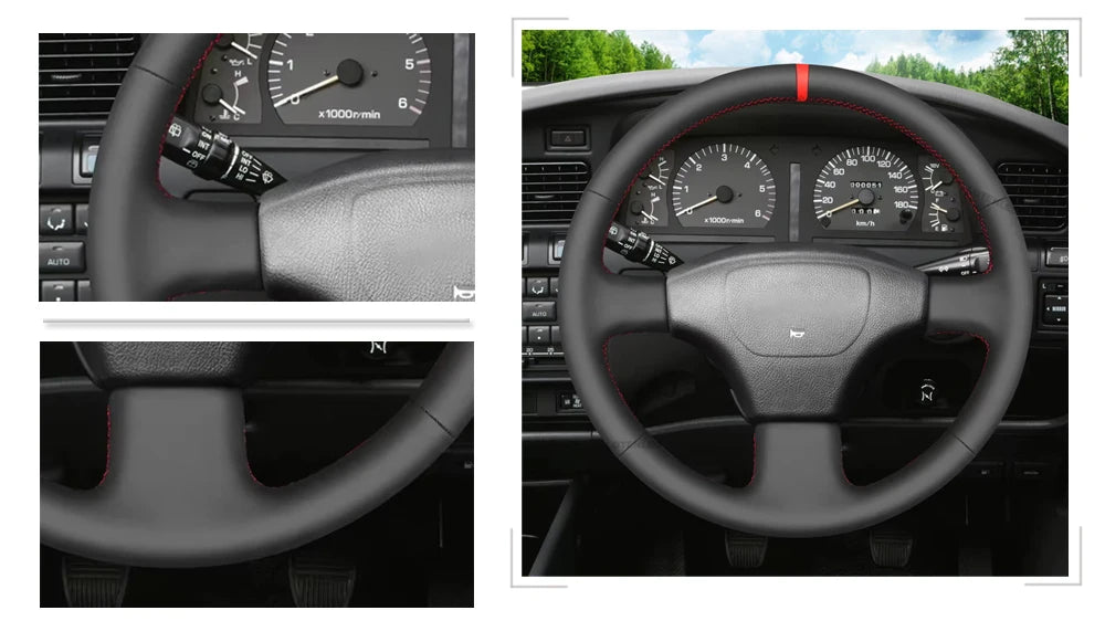Black Faux Leather Car Steering Wheel Cover For Toyota Land Cruiser 80 Series 1990-1997