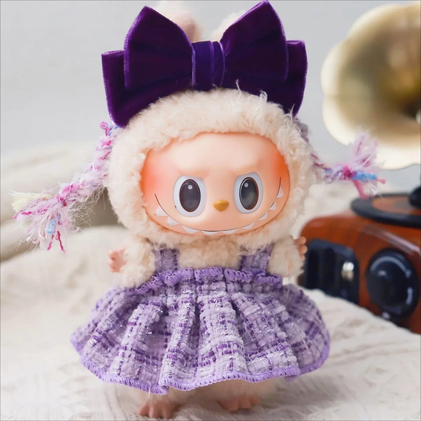 Labubu 3.0 Big Into Energy Doll Bow Decoration Set Macaron Headwear Small Braids & Bowknot Decoration