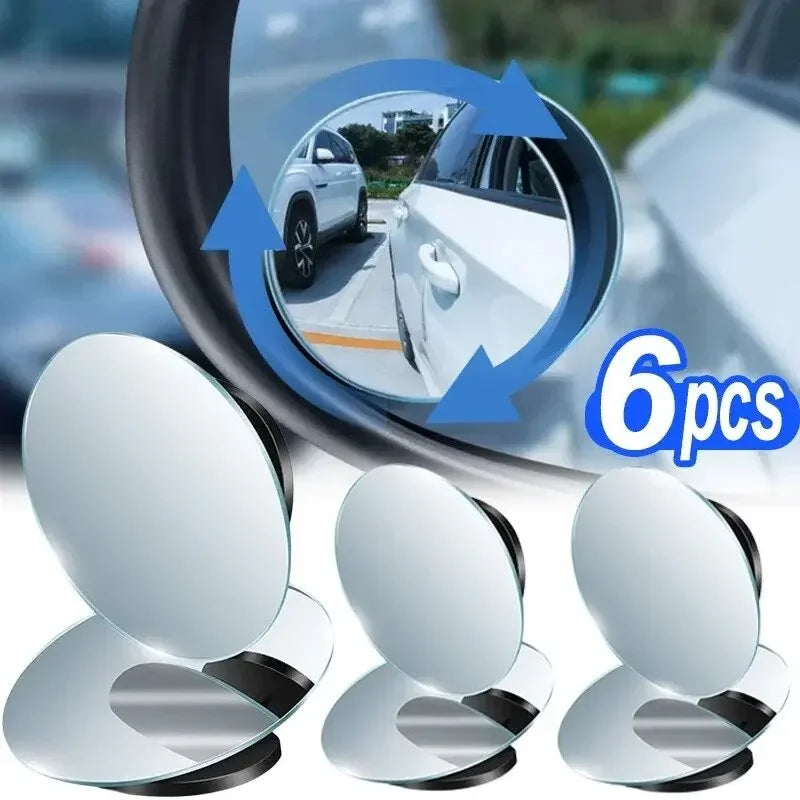 360 Degree Car Blind Spot Rear View Mirror Wide Angle Adjustable Small Round Mirror Car Reverse Auxiliary Rearview Convex Mirror