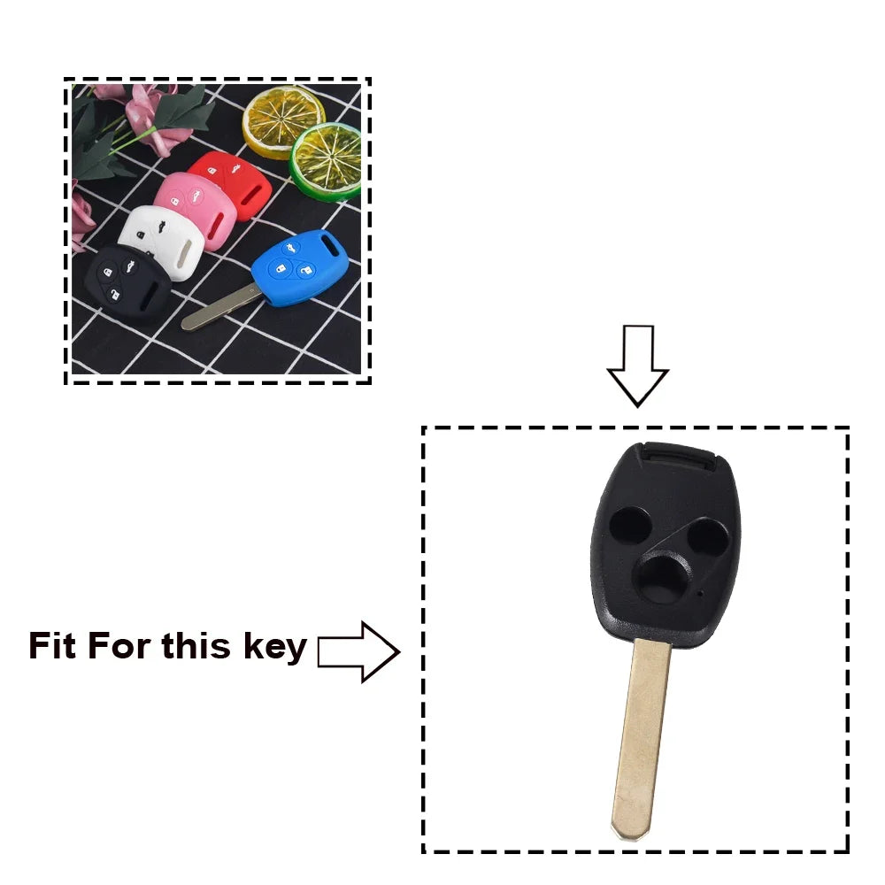 KEYYOU Remote Silicone Car Key Case Cover For Honda Civic 2006-2011 2017 Accord CRV 2003 2007 Jazz HRV