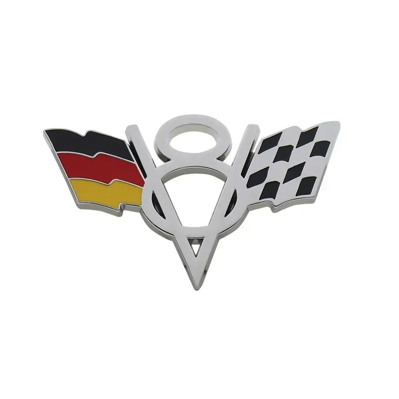 Chrome American flag V8 V 8 Italy UK Germany US National Flag for Fender trunk Rear Bonnet Nameplate Decal Emblem Badge Sticker