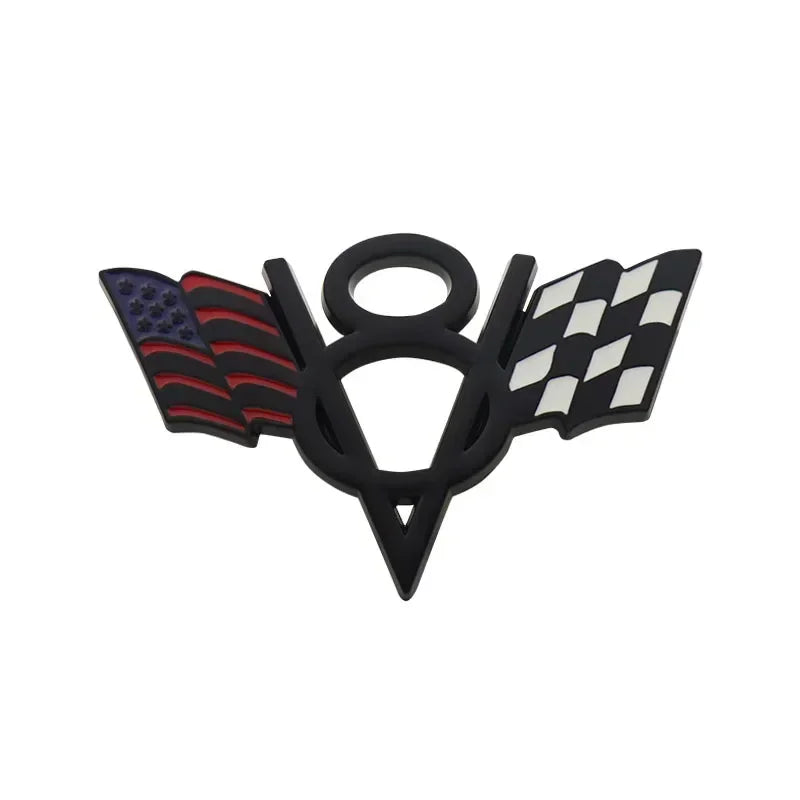 Chrome American flag V8 V 8 Italy UK Germany US National Flag for Fender trunk Rear Bonnet Nameplate Decal Emblem Badge Sticker