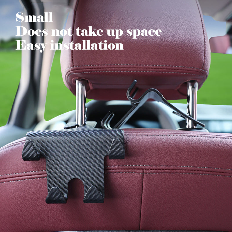 Car Seat Headrest Hook Carbon Fiber Universal Mobile Phone Holder Vehicle Holder Handbag Purse Coat Car Interior Accessories