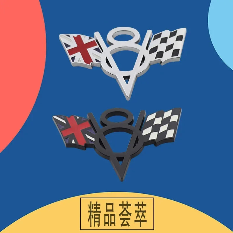 Chrome American flag V8 V 8 Italy UK Germany US National Flag for Fender trunk Rear Bonnet Nameplate Decal Emblem Badge Sticker