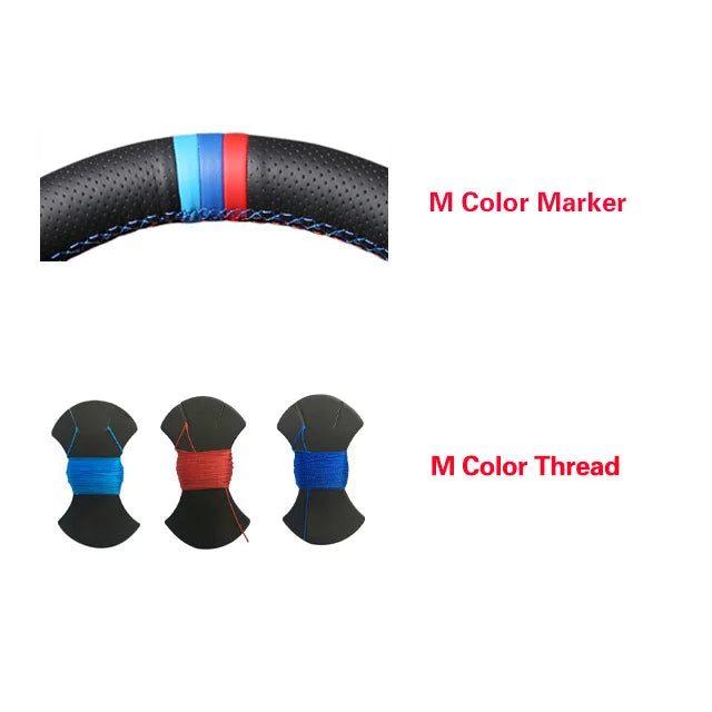 Black Faux Leather Car Steering Wheel Cover For Toyota Land Cruiser 80 Series 1990-1997