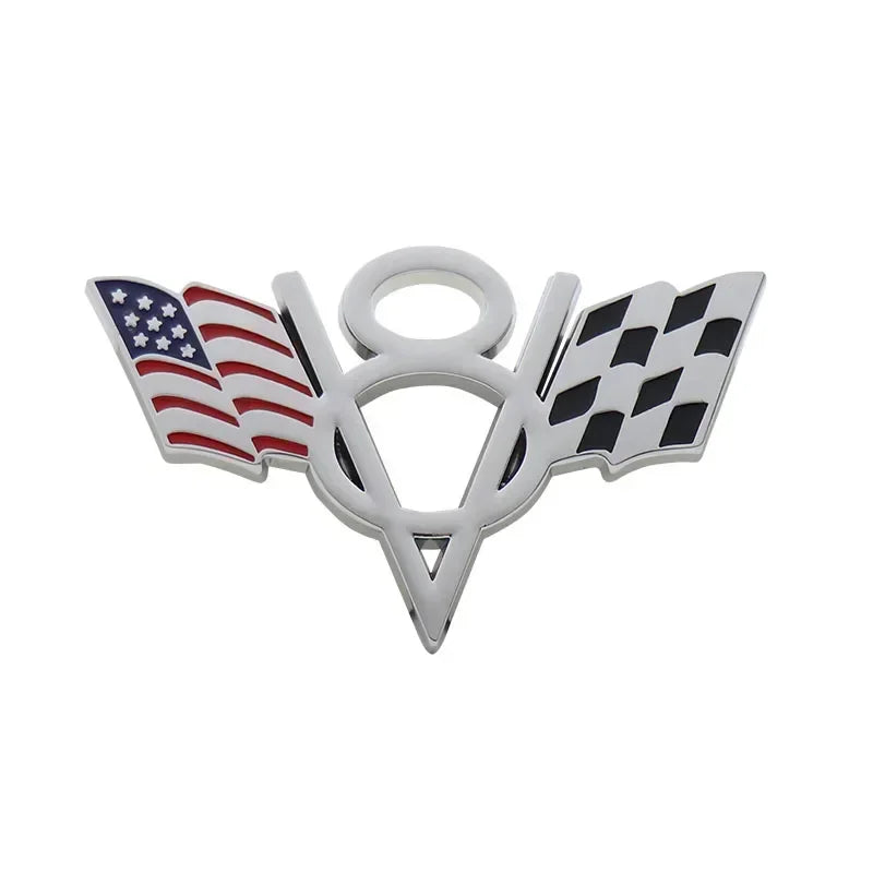 Chrome American flag V8 V 8 Italy UK Germany US National Flag for Fender trunk Rear Bonnet Nameplate Decal Emblem Badge Sticker