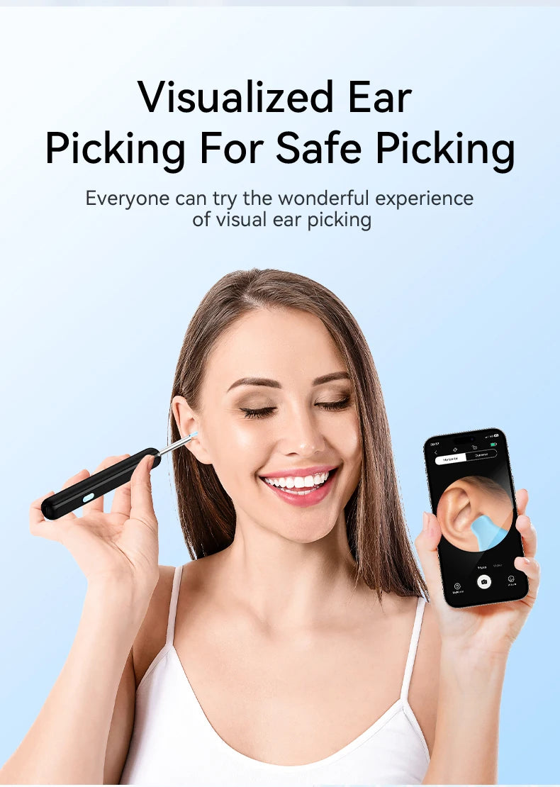 Visual Ear Wax Cleaner with Camera Safe Earwax Removal Endoscope with 5M Camera Luminous Otoscope Ear Cleaning Tools Ear Care