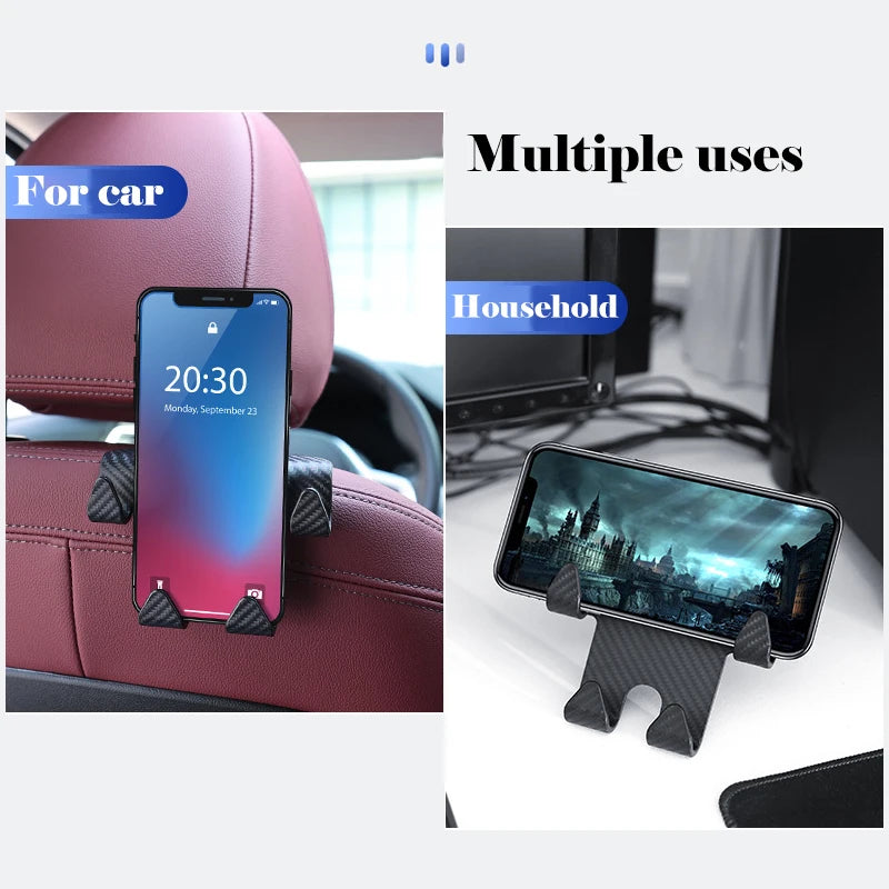 Car Seat Headrest Hook Carbon Fiber Universal Mobile Phone Holder Vehicle Holder Handbag Purse Coat Car Interior Accessories