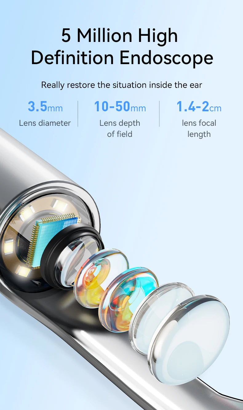 Visual Ear Wax Cleaner with Camera Safe Earwax Removal Endoscope with 5M Camera Luminous Otoscope Ear Cleaning Tools Ear Care