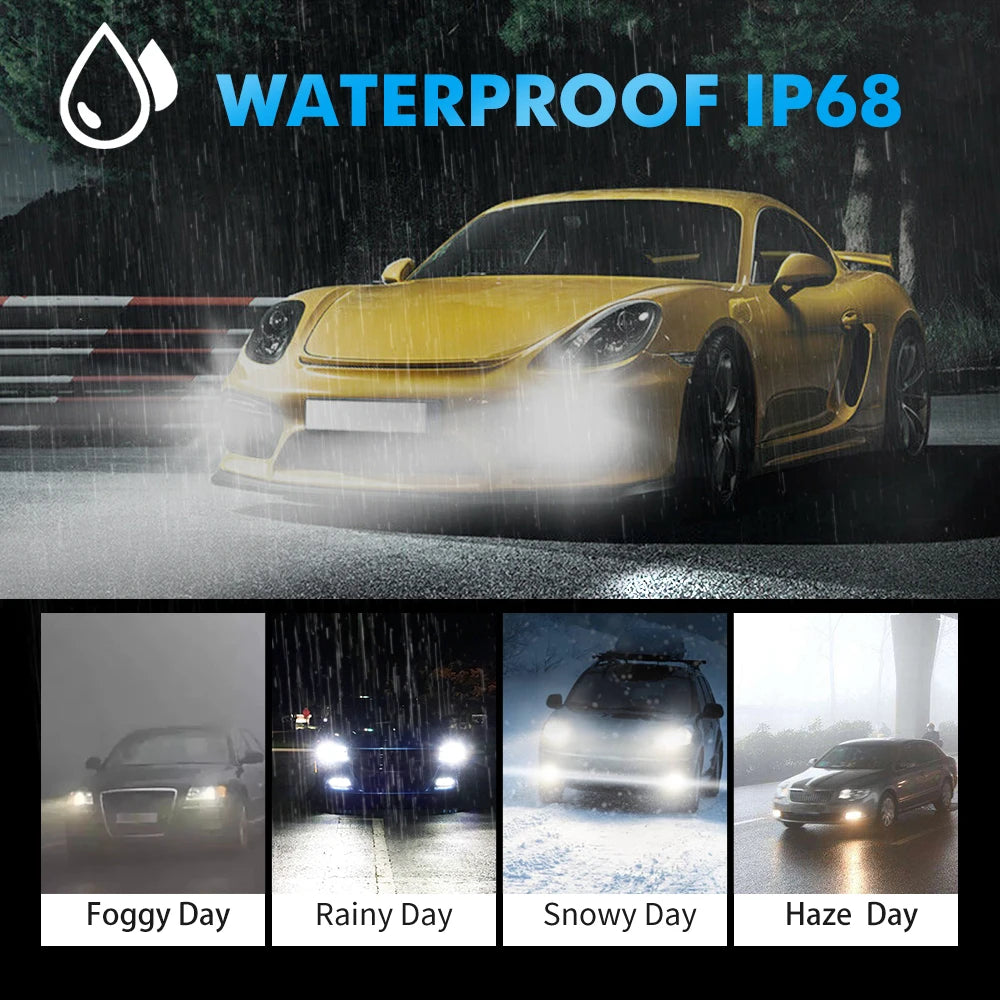 BEVINSEE H7 H1 LED Headlight Bulbs H4 9004 9007 9008 Hi-Lo Beam H11 H3 HB3 9005 HB4 9006 880 881 LED Fog Lights 50W 6000LM 12V