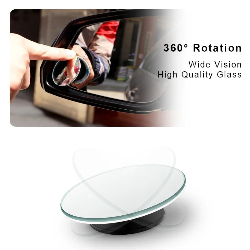 360 Degree Car Blind Spot Rear View Mirror Wide Angle Adjustable Small Round Mirror Car Reverse Auxiliary Rearview Convex Mirror
