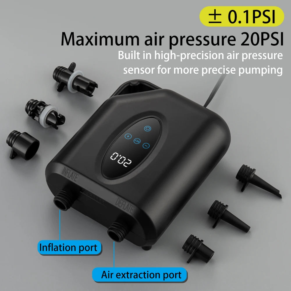 Electric Inflation Pump 20PSI High Pressure Smart SUP Air Pump Intelligent Dual Stage Inflation Deflation For Car Paddle Boards