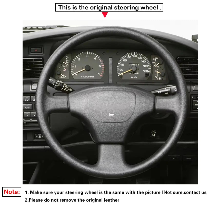 Black Faux Leather Car Steering Wheel Cover For Toyota Land Cruiser 80 Series 1990-1997