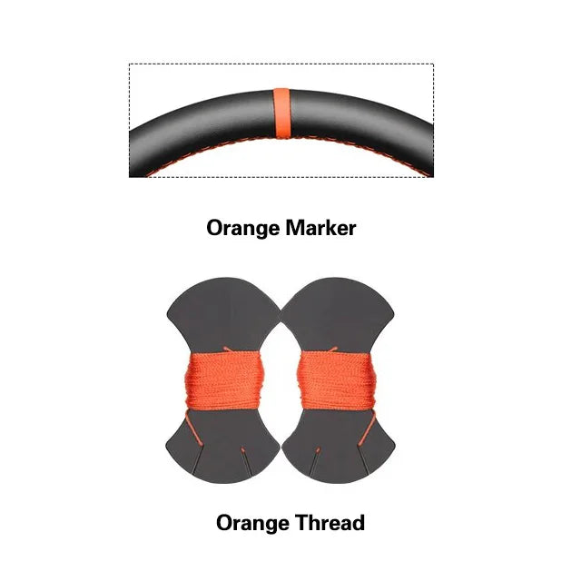 Black Faux Leather Car Steering Wheel Cover For Toyota Land Cruiser 80 Series 1990-1997