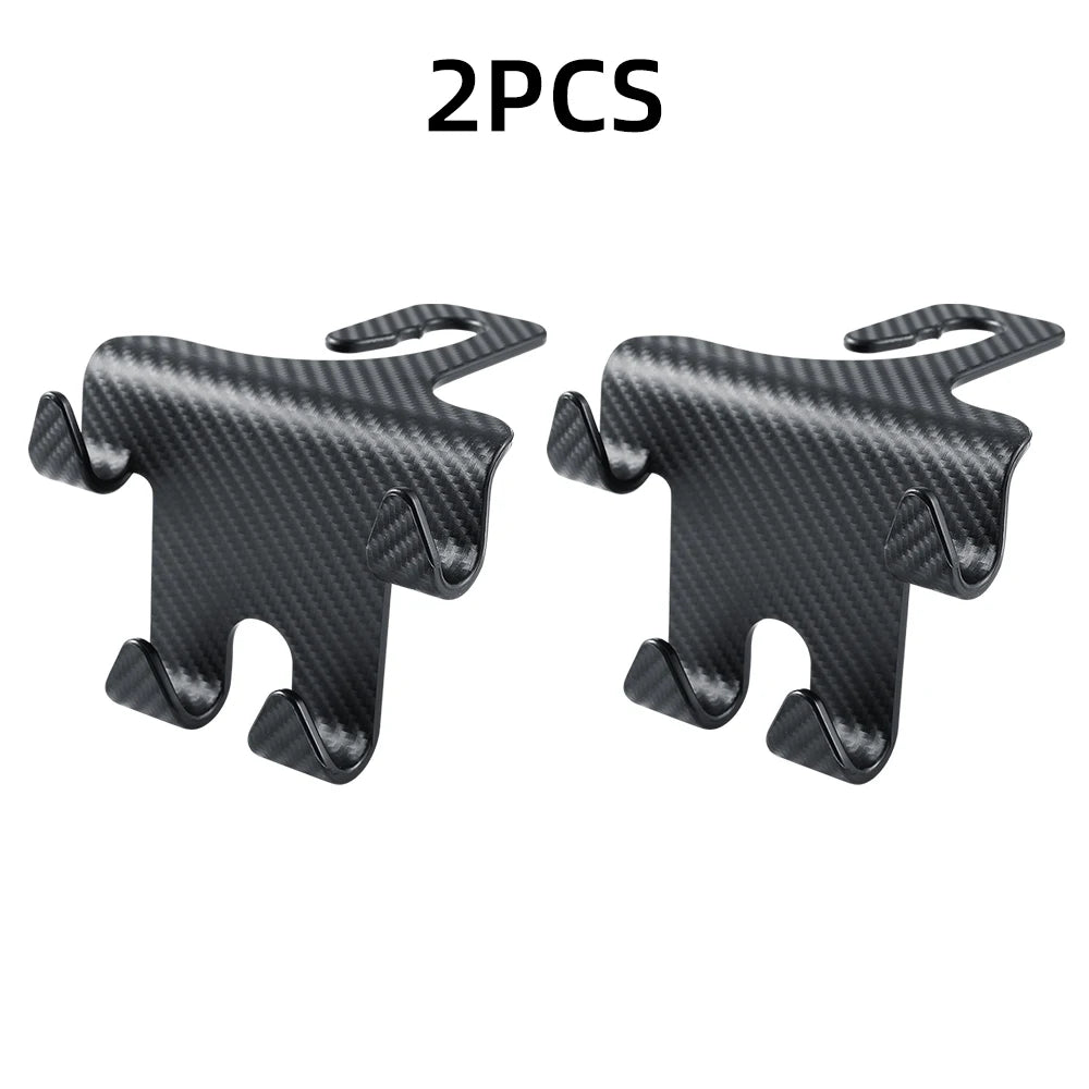 Car Seat Headrest Hook Carbon Fiber Universal Mobile Phone Holder Vehicle Holder Handbag Purse Coat Car Interior Accessories