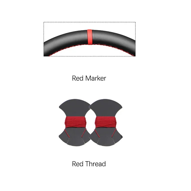 Black Faux Leather Car Steering Wheel Cover For Toyota Land Cruiser 80 Series 1990-1997