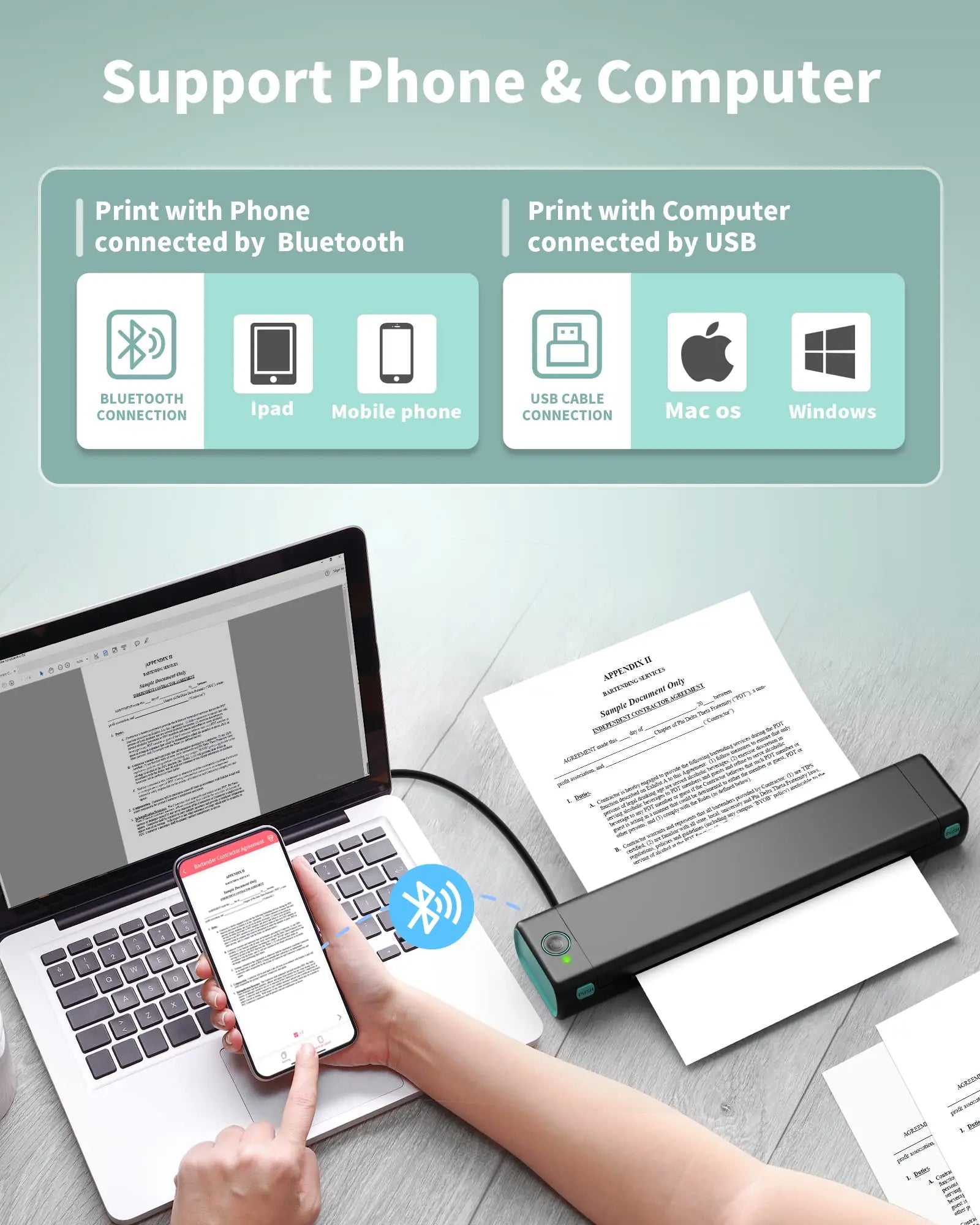 Phomemo M08F A4 Portable Thermal Printer 8.26"x11.69" A4 Thermal Paper Wireless Mobile Travel Printer Android iOS Laptop Printer