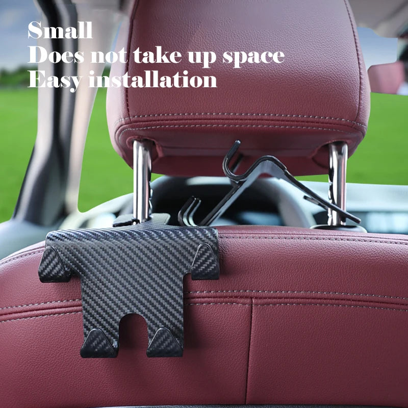 Car Seat Headrest Hook Carbon Fiber Universal Mobile Phone Holder Vehicle Holder Handbag Purse Coat Car Interior Accessories
