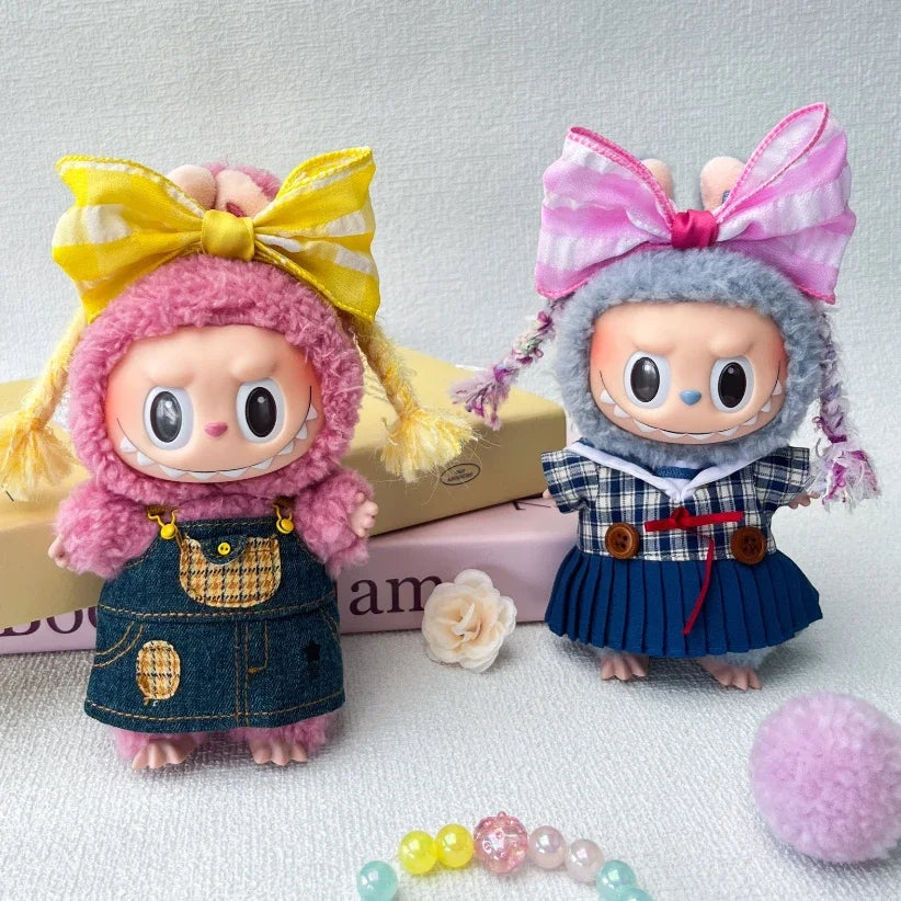 Labubu 3.0 Big Into Energy Doll Bow Decoration Set Macaron Headwear Small Braids & Bowknot Decoration