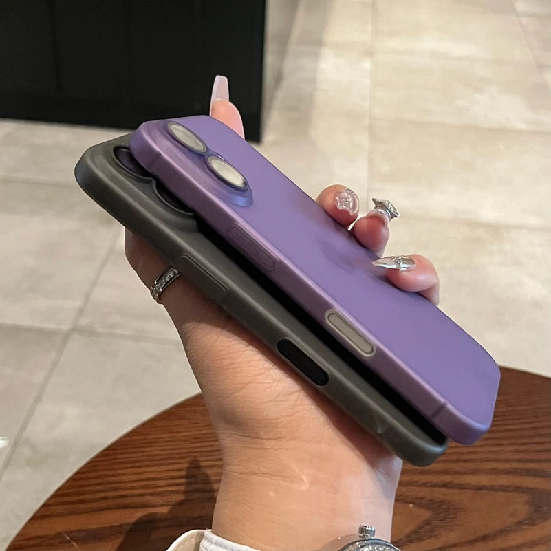 For iPhone 16 15 14 11 12 13 Pro Max Ultra Thin Case Slim Matte Frosted Cover for iPhone 16 Plus Camera Protector Phone Case