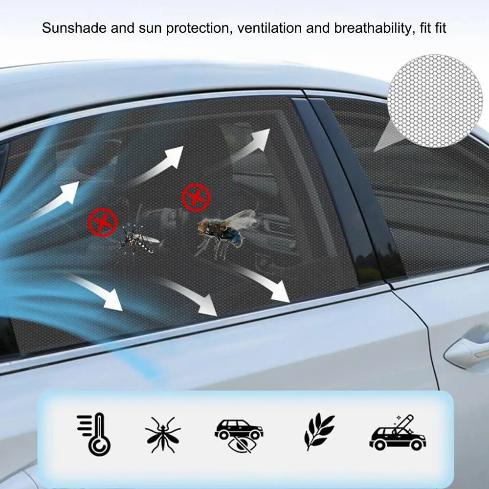 Thermal Insulation Sunshade Breathable Car Side Window Sunshade Curtains Auto Mosquito Curtain Clear Rear View Mirror Effect