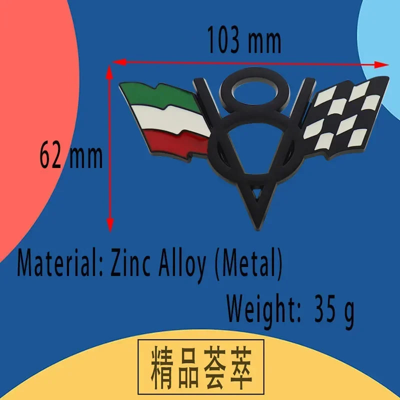 Chrome American flag V8 V 8 Italy UK Germany US National Flag for Fender trunk Rear Bonnet Nameplate Decal Emblem Badge Sticker